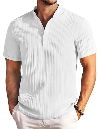 COOFANDY Henley Hemd Herren Kurzarm Sommerhemd mit Stehkragen Kurzarm Strand Textured Herrenhemd Weiß XXL COOFANDY Henley Hemd Herren Kurzarm Sommerhemd mit Stehkragen Kurzarm Strand Textured Herrenhemd Weiß XXL von COOFANDY