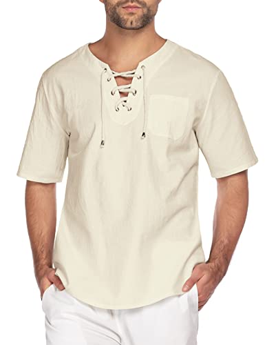 COOFANDY Herren Hemd Kurzarm LeinenShirt Sommerhemd Freizeithemd Sommer Strand Hemd Kurzarm Hemd Freizeithemd Baumwolle T Shirt Helles Khaki S COOFANDY Herren Hemd Kurzarm LeinenShirt Sommerhemd Freizeithemd Sommer Strand Hemd Kurzarm Hemd Freizeithemd Baumwolle T Shirt Helles Khaki S von COOFANDY