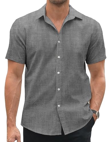 COOFANDY Herren Hemd Kurzarm Oxford Hemd Baumwolle Hemd Sommer Freizeithemd Businesshemd Regular Fit Kurzarmhemd Schwarz XL von COOFANDY