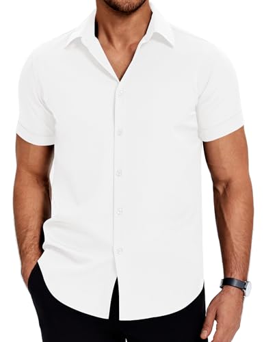 COOFANDY Kurzarmhemd Herren Sommer Hemd Bügelfrei Business Hemden Freizeithemden Regular Fit Männer Casual Oberhemd Weiß M COOFANDY Kurzarmhemd Herren Sommer Hemd Bügelfrei Business Hemden Freizeithemden Regular Fit Männer Casual Oberhemd Weiß M von COOFANDY