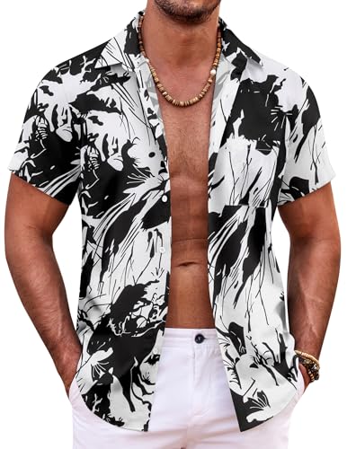 COOFANDY Herren Hemd Kurzarm Sommer Hawaii Hemd Strand Regular Fit Freizeithemden Faltenfrei Funky Kurzarmhemd Schwarz M COOFANDY Herren Hemd Kurzarm Sommer Hawaii Hemd Strand Regular Fit Freizeithemden Faltenfrei Funky Kurzarmhemd Schwarz M von COOFANDY