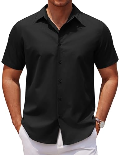 COOFANDY Herren Hemd Kurzarm Sommerhemd Businesshemd Einfarbig Modische Freizeithemd Bügelleichte Anzug Hemd Arbeitshemd Männer Schwarz S COOFANDY Herren Hemd Kurzarm Sommerhemd Businesshemd Einfarbig Modische Freizeithemd Bügelleichte Anzug Hemd Arbeitshemd Männer Schwarz S von COOFANDY