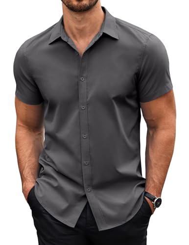 COOFANDY Herren Hemd Kurzarm Sommerhemd Herren Kurzarm Kurzarmhemd Herren Business Herrenhemd Kurzarm Regular Fit Freizeithemd Herren Kurzarm Dunkelgrau M COOFANDY Herren Hemd Kurzarm Sommerhemd Herren Kurzarm Kurzarmhemd Herren Business Herrenhemd Kurzarm Regular Fit Freizeithemd Herren Kurzarm Dunkelgrau M von COOFANDY