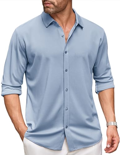 COOFANDY Herren Hemd Langarm Bügelfrei Freizeithemd Businesshemd Button Down Hemd Slim fit Langarmhemd Anti Wrinkle Shirt Oberhemden Hellblau L COOFANDY Herren Hemd Langarm Bügelfrei Freizeithemd Businesshemd Button Down Hemd Slim fit Langarmhemd Anti Wrinkle Shirt Oberhemden Hellblau L von COOFANDY