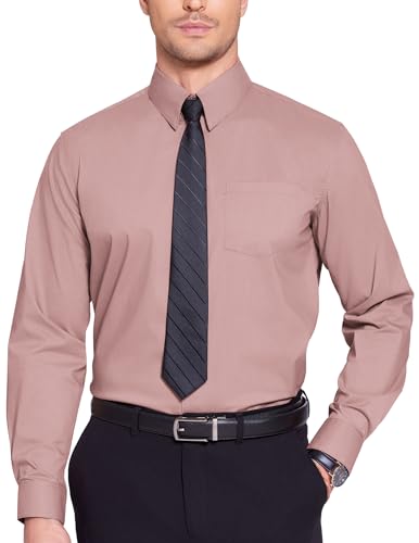 COOFANDY Herren Hemd Langarm Business Hemd Herrenhemden Langarm Oberhemden Anzug Hemd für Männer Freizeithemd Hochzeithemd Langarmhemd Rosa XXL von COOFANDY
