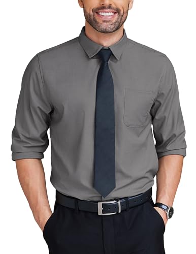 COOFANDY Herren Business Hemd Langarm Bügelfrei Oberhemd Regular Fit Dunkelgrau S COOFANDY Herren Business Hemd Langarm Bügelfrei Oberhemd Regular Fit Dunkelgrau S von COOFANDY