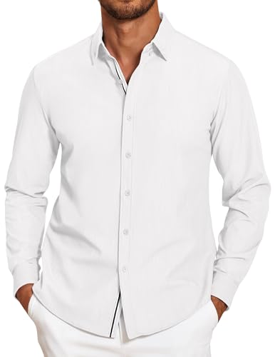 COOFANDY Herren Hemd Langarm Button Down Hemden für Männer Stretch Casual Herrenhemden Regular Fit Freizeithemden Weiß XXL COOFANDY Herren Hemd Langarm Button Down Hemden für Männer Stretch Casual Herrenhemden Regular Fit Freizeithemden Weiß XXL von COOFANDY