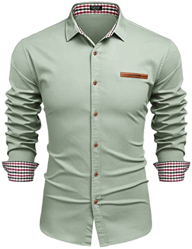 COOFANDY Herren Hemd Langarm Freizeithemd Langarm Businesshemd Langarmhemd Smoking Hemd Cowboy-Style Slim fit AA-Grün M COOFANDY Herren Hemd Langarm Freizeithemd Langarm Businesshemd Langarmhemd Smoking Hemd Cowboy-Style Slim fit AA-Grün M von COOFANDY