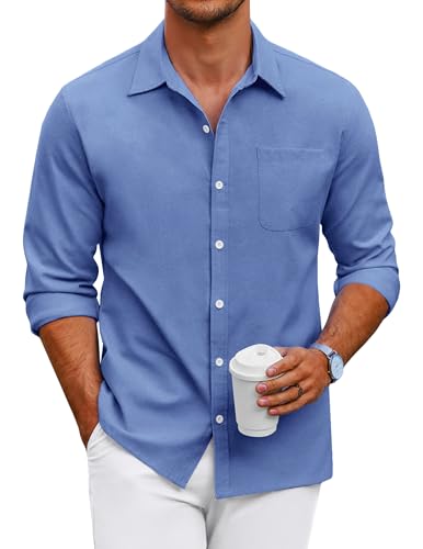 COOFANDY Hemden Herren Langarm Oxford Hemd Freizeit Langarmhemd Männer Hemd Regular Fit Herrenhemden Langarm Baumwolle Oberhemd Business Hemd mit Tasche Button Down Shirts Azurblau XXL COOFANDY Hemden Herren Langarm Oxford Hemd Freizeit Langarmhemd Männer Hemd Regular Fit Herrenhemden Langarm Baumwolle Oberhemd Business Hemd mit Tasche Button Down Shirts Azurblau XXL von COOFANDY
