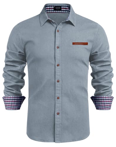 COOFANDY Herren Hemd Langarm Jeanshemd Cowboy Hemd Denim Shirt Freizeithemden für Männer Hellgrau M COOFANDY Herren Hemd Langarm Jeanshemd Cowboy Hemd Denim Shirt Freizeithemden für Männer Hellgrau M von COOFANDY