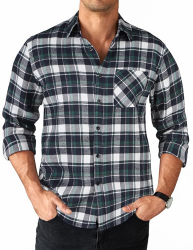 COOFANDY Herren Hemd Langarm Kariertes Hemd Freizeithemden für Herren Karohemd Langarmhemd Button Down Hemd mit Brusttasche Blau Grün Karo XL COOFANDY Herren Hemd Langarm Kariertes Hemd Freizeithemden für Herren Karohemd Langarmhemd Button Down Hemd mit Brusttasche Blau Grün Karo XL von COOFANDY