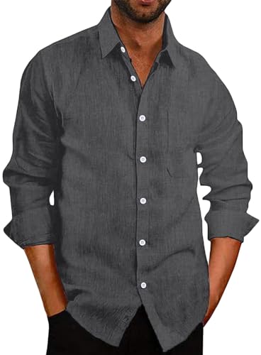 COOFANDY Herren Hemd Langarm LeinenHemd Langarmhemd Business Hemd Leinen Sommer Hemd Männer Freizeithemd Strandhemd Einfarbig Schwarz XL COOFANDY Herren Hemd Langarm LeinenHemd Langarmhemd Business Hemd Leinen Sommer Hemd Männer Freizeithemd Strandhemd Einfarbig Schwarz XL von COOFANDY