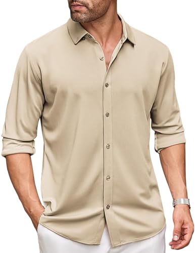 COOFANDY Herren Hemd Langarm Regular Fit Bügelfrei Freizeithemd Business Hemd Button Down Hemd Hellkhaki M COOFANDY Herren Hemd Langarm Regular Fit Bügelfrei Freizeithemd Business Hemd Button Down Hemd Hellkhaki M von COOFANDY
