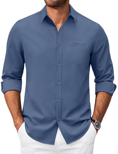 COOFANDY Herren Hemd Langarm Regular Fit Stretch Freizeithemd Oxford Hemden Business Oberhemd mit Brusttasche Marine XXL COOFANDY Herren Hemd Langarm Regular Fit Stretch Freizeithemd Oxford Hemden Business Oberhemd mit Brusttasche Marine XXL von COOFANDY