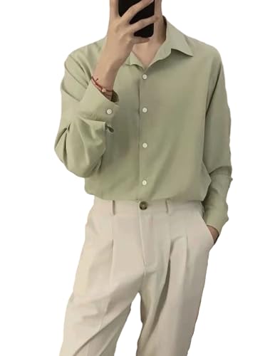 COOFANDY Herren Hemd Langarm Slim-Fit Business Hemd Freizeithemd Formales Anzug Hemd Hellgrün XL von COOFANDY