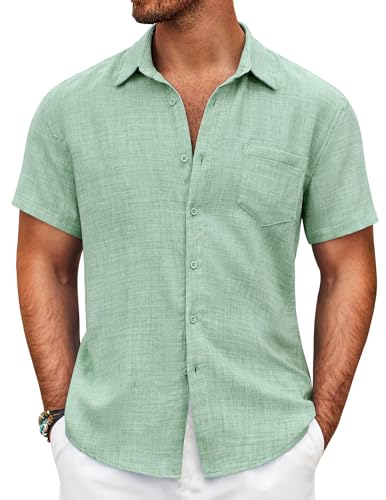 COOFANDY Herren Hemd Sommer Kurzarm Leicht Männer Hemden Regular Fit Freizeit Strand Hemd mit Brusttasche Ice Grün S COOFANDY Herren Hemd Sommer Kurzarm Leicht Männer Hemden Regular Fit Freizeit Strand Hemd mit Brusttasche Ice Grün S von COOFANDY