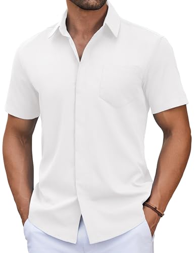 COOFANDY Herren Hemden Kurzarm Freizeithemd Leichtes Sommerhemd Kurzarmhemd Regular Fit Herrenhemd Kurzarm Urlaubshemd mit Brusttasche Weiß M COOFANDY Herren Hemden Kurzarm Freizeithemd Leichtes Sommerhemd Kurzarmhemd Regular Fit Herrenhemd Kurzarm Urlaubshemd mit Brusttasche Weiß M von COOFANDY
