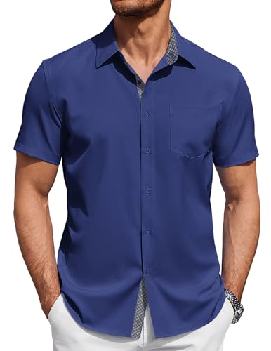 COOFANDY Herren Hemden Kurzarm Leichtes Sommerhemd Freizeithemd Regular Fit Strandhemd Sommer Hemden Herrenhemd mit Brusttasche Navy Blau M COOFANDY Herren Hemden Kurzarm Leichtes Sommerhemd Freizeithemd Regular Fit Strandhemd Sommer Hemden Herrenhemd mit Brusttasche Navy Blau M von COOFANDY