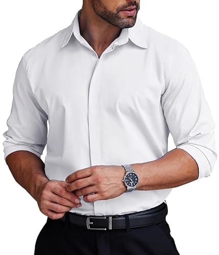 COOFANDY Herren Hemden Langarm Business Freizeithemd Hemden Bügelleicht leicht Stretch Hidden Buttons Formales Herrenhemden Weiß 3XL COOFANDY Herren Hemden Langarm Business Freizeithemd Hemden Bügelleicht leicht Stretch Hidden Buttons Formales Herrenhemden Weiß 3XL von COOFANDY