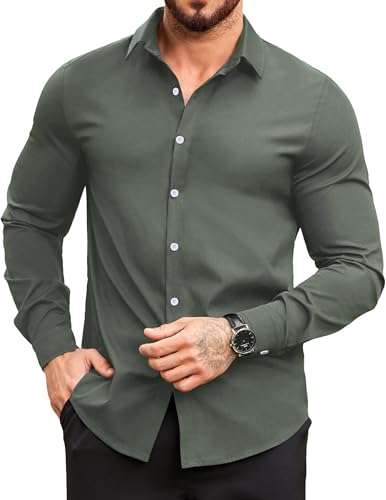 COOFANDY Herren Hemden Langarm Button Down Shirts Casual Freizeithemd Regular Fit Hemd Grün L COOFANDY Herren Hemden Langarm Button Down Shirts Casual Freizeithemd Regular Fit Hemd Grün L von COOFANDY