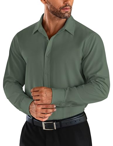 COOFANDY Herren Hemden Langarm Stretch Bügelleichtes Button Down Freizeithemd Regular Fit Formelle Businesshemd Armeegrün M COOFANDY Herren Hemden Langarm Stretch Bügelleichtes Button Down Freizeithemd Regular Fit Formelle Businesshemd Armeegrün M von COOFANDY