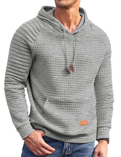 COOFANDY Herren Hoodie Bequemer Kapuzenpullover mit Tasche Langarm Sweatshirt Warm Grau XL von COOFANDY