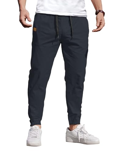 COOFANDY Herren Hosen Cargo Cargo Hose Chino Hose mit Taschen Casual Jogger Sporthose Freizeithose Schlupfhose Slim Fit Dunkelblau M von COOFANDY