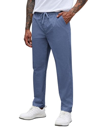 COOFANDY Herren Hosen Chino Hose Regular Fit Stoffhose Schlupfhose Arbeitshosen Freizeithose Lange Herrenhose mit Gummibund Pants Arbeitshosen Stretch Hose Dunkelblau XL von COOFANDY
