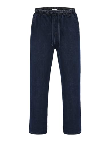 COOFANDY Herren Jeans Stretch Schlupfhose Schlupfjeans Gummizughosen aus Baumwolle Männer-Hose mit Elastische Bund Marineblau XXXL von COOFANDY