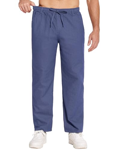 COOFANDY Herren Jeans mit Gummizug Schlupfjeans Straight Jeanshose Schlupfhose Loose Fit Lässige Hose Cargo Jeans Chino Pants Twill-Denim-Dunkelblau XL von COOFANDY