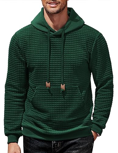 COOFANDY Herren-Kapuzen-Sweatshirt, lässig, langärmelig, Kordelzug, Waffelstrickpullover, Grün , Large COOFANDY Herren-Kapuzen-Sweatshirt, lässig, langärmelig, Kordelzug, Waffelstrickpullover, Grün , Large von COOFANDY