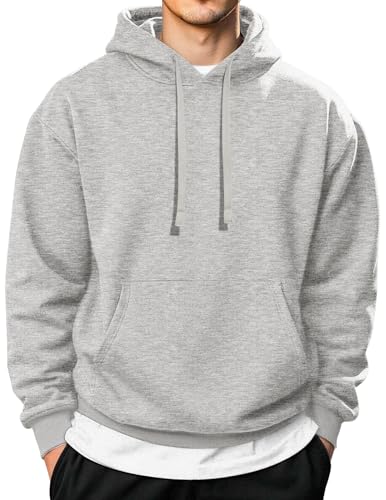 COOFANDY Herren Kapuzenpullover Casual Langarm Kordelzug Gym Hoodies Sweatshirts mit Tasche, Hellgrau, XXX-Large von COOFANDY