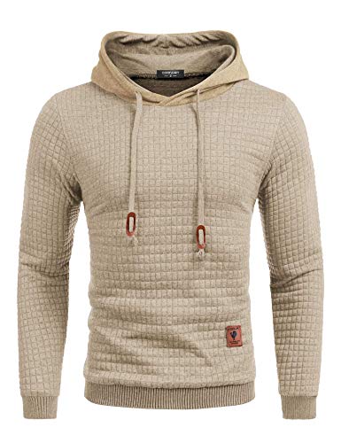COOFANDY Herren Kapuzenpullover Hipster Gym Langarm Kordelzug Karierten Jacquard Pullover Hoodies L Khaki COOFANDY Herren Kapuzenpullover Hipster Gym Langarm Kordelzug Karierten Jacquard Pullover Hoodies L Khaki von COOFANDY