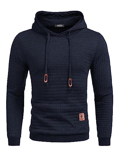 COOFANDY Herren Kapuzenpullover Hipster Langarm Kordelzug Karierten Jacquard Pullover Hoodies Sweater XL Navy blau COOFANDY Herren Kapuzenpullover Hipster Langarm Kordelzug Karierten Jacquard Pullover Hoodies Sweater XL Navy blau von COOFANDY