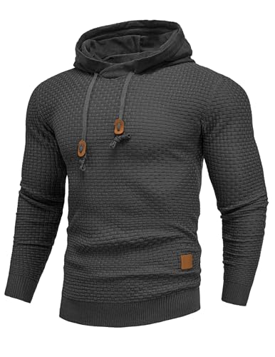 COOFANDY Herren Kapuzenpullover Hoodie Herren Waffel Sweatshirt Herren mit Kapuze Casual Langarm Streetwear Hoodie Pullover Herren Dunkelgrau XXL COOFANDY Herren Kapuzenpullover Hoodie Herren Waffel Sweatshirt Herren mit Kapuze Casual Langarm Streetwear Hoodie Pullover Herren Dunkelgrau XXL von COOFANDY