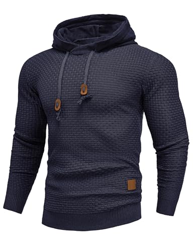COOFANDY Herren Kapuzenpullover Hoodie Herren Waffel Sweatshirt Herren mit Kapuze Casual Langarm Streetwear Hoodie Pullover Herren Navy Blau M COOFANDY Herren Kapuzenpullover Hoodie Herren Waffel Sweatshirt Herren mit Kapuze Casual Langarm Streetwear Hoodie Pullover Herren Navy Blau M von COOFANDY