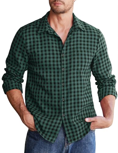 COOFANDY Herren Kariertes Langarm Hemd Baumwolle Flanellhemden Casual Freizeithemd Männer Basic Karo Trachtenhemden Dunkelgrün-Schwarz 3XL COOFANDY Herren Kariertes Langarm Hemd Baumwolle Flanellhemden Casual Freizeithemd Männer Basic Karo Trachtenhemden Dunkelgrün-Schwarz 3XL von COOFANDY