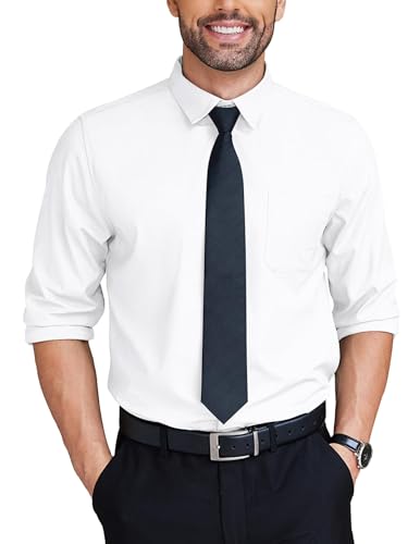 COOFANDY Herren Kleid Shirts Faltenfrei Langarm Button Down Shirts Formal Business Hemd, Weiss/opulenter Garten, XL von COOFANDY