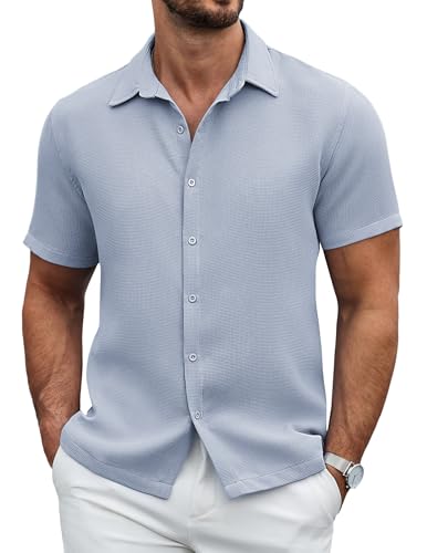 COOFANDY Herren Kurzarm Hemd Casual Sommerhemd Waffel Hemden Freizeithemd Regular Fit Urlaub Textured Shirt COOFANDY Herren Kurzarm Hemd Casual Sommerhemd Waffel Hemden Freizeithemd Regular Fit Urlaub Textured Shirt von COOFANDY