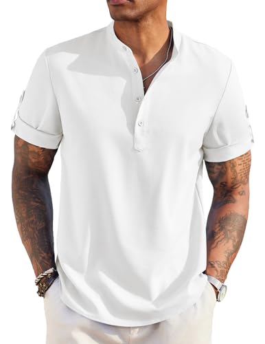 COOFANDY Herren Kurzarm Hemd Freizeithemd Männer Button Down Casual Regular Fit Sommer Henley Shirts Weiß L COOFANDY Herren Kurzarm Hemd Freizeithemd Männer Button Down Casual Regular Fit Sommer Henley Shirts Weiß L von COOFANDY