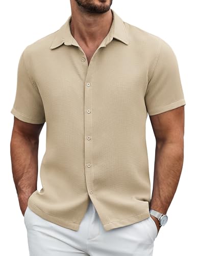 COOFANDY Herren Kurzarm Hemd Sommer Freizeithemd Casual Waffelhemd Textured Hemden Basic Shirt Strandhemd Hellkaffee XXL COOFANDY Herren Kurzarm Hemd Sommer Freizeithemd Casual Waffelhemd Textured Hemden Basic Shirt Strandhemd Hellkaffee XXL von COOFANDY