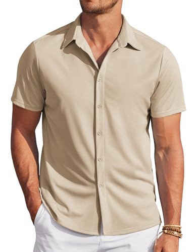 COOFANDY Herren Kurzarm Hemden Sommer Strand Dickes Hemd Casual Freizeithemden Button Down Regular Fit Arbeithemd Khaki XL COOFANDY Herren Kurzarm Hemden Sommer Strand Dickes Hemd Casual Freizeithemden Button Down Regular Fit Arbeithemd Khaki XL von COOFANDY