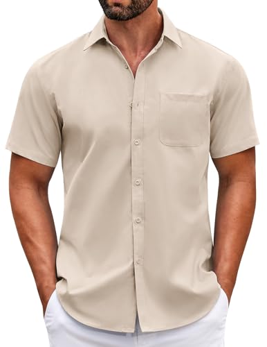 COOFANDY Sommerhemd Herren Kurzarm Freizeit Casual Hemden Regular Fit Basic Einfarbig Shirt für Männer Khaki XXXL COOFANDY Sommerhemd Herren Kurzarm Freizeit Casual Hemden Regular Fit Basic Einfarbig Shirt für Männer Khaki XXXL von COOFANDY