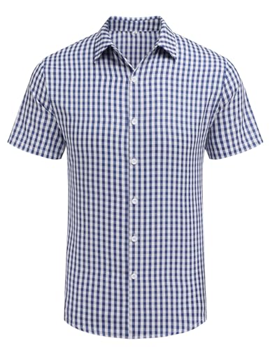COOFANDY Herren Kurzarmhemd Slim Fit Sommer Kariertes Essentials Freizeithemd Outdoor Button Down Shirt Navy Blau S COOFANDY Herren Kurzarmhemd Slim Fit Sommer Kariertes Essentials Freizeithemd Outdoor Button Down Shirt Navy Blau S von COOFANDY