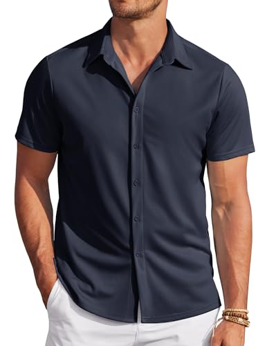 COOFANDY Herren Kurzarmhemd Sommer Freizeit Strand Hemden Sommerhemd Button Down Herren Regular Fit Hemd Urlaub Dunkelblau L COOFANDY Herren Kurzarmhemd Sommer Freizeit Strand Hemden Sommerhemd Button Down Herren Regular Fit Hemd Urlaub Dunkelblau L von COOFANDY