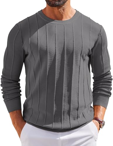 COOFANDY Herren Langarmshirt Pullover mit Rundhals Strickpullover Herrenpullover Langarm Pulli Dunkelgrau L COOFANDY Herren Langarmshirt Pullover mit Rundhals Strickpullover Herrenpullover Langarm Pulli Dunkelgrau L von COOFANDY