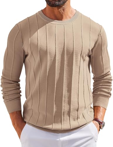 COOFANDY Herren Langarmshirt Pullover mit Rundhals Strickpullover Herrenpullover Langarm Pulli Kaki XXL COOFANDY Herren Langarmshirt Pullover mit Rundhals Strickpullover Herrenpullover Langarm Pulli Kaki XXL von COOFANDY