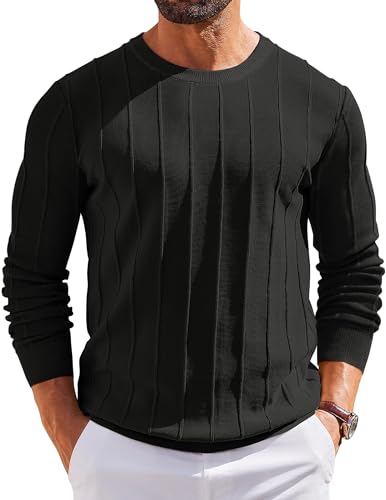 COOFANDY Herren Langarmshirt Pullover mit Rundhals Strickpullover Herrenpullover Langarm Pulli Schwarz XXL COOFANDY Herren Langarmshirt Pullover mit Rundhals Strickpullover Herrenpullover Langarm Pulli Schwarz XXL von COOFANDY