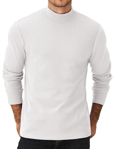 COOFANDY Herren Rollkragenpullover Longsleeve Langarmshirt Halb Rollkragenshirt Turtleneck Pullover Winter Unterziehrolli Pulli Männer Sweatshirt Weiß-Rollkragen XL von COOFANDY