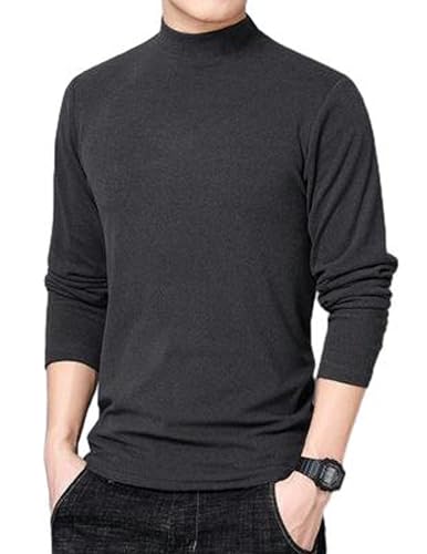 COOFANDY Herren Langarmshirt Stehkragen Pullover Halber Rollkragenpullover Männer Pullover Langarm Strickpullover Einfarbig Basic Turtleneck Langarmshirt Slim Fit Dunkelgrau L von COOFANDY